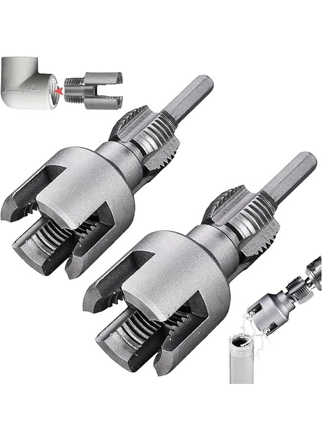 MVAQKLM  Integrated Internal & External Pipe Threading Tool, Pvc Threading Tool Kit, Electric Drill Compatible PVC Pipe Threader Kit with Various Die Sizes, Pipes Threader Plumbing Tools (1/2" + 3/4")  - Image 1