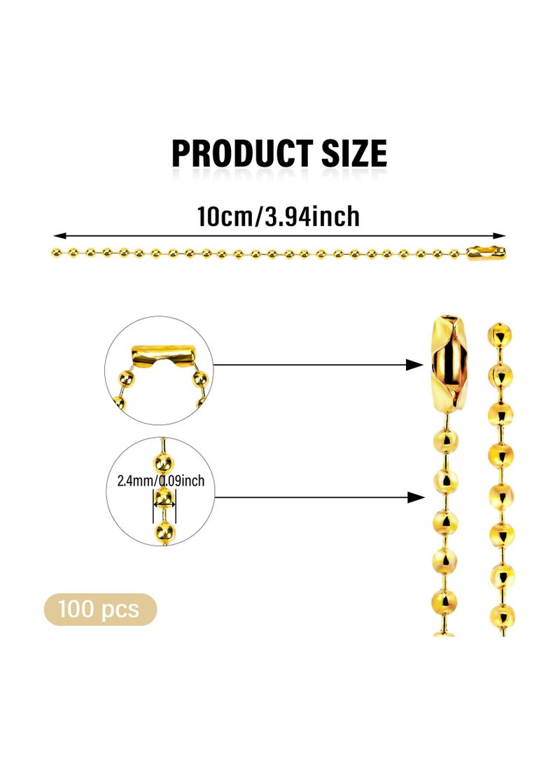 SYOSI Ball Beads Chain, with Ball Connector Clasp, Keychain Rings Metal Rings for Crafts Dog Tag Metal Chain, for Bottle Cap Pendant Necklaces, Pendant Necklaces, Jewelry Making, Price Tag Parts (100Pcs ) - Image 4
