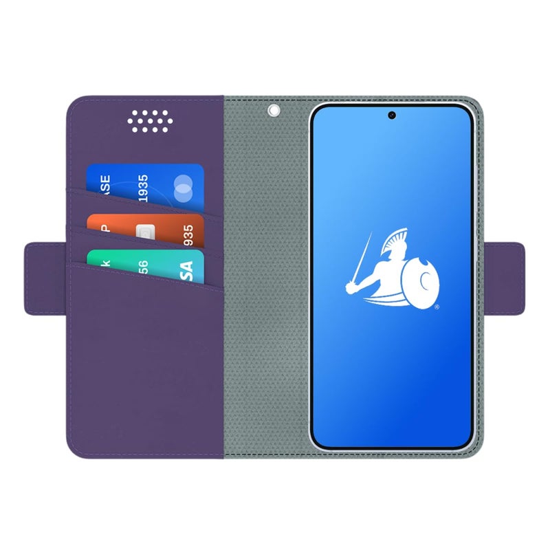DefenderShield Universal E M F Protection Phone Wallet Case Cover Vegan Leather Design Reduce Exposure to Wireless Signals and Battery Emissions Purple Wallet Phone Case - Image 2