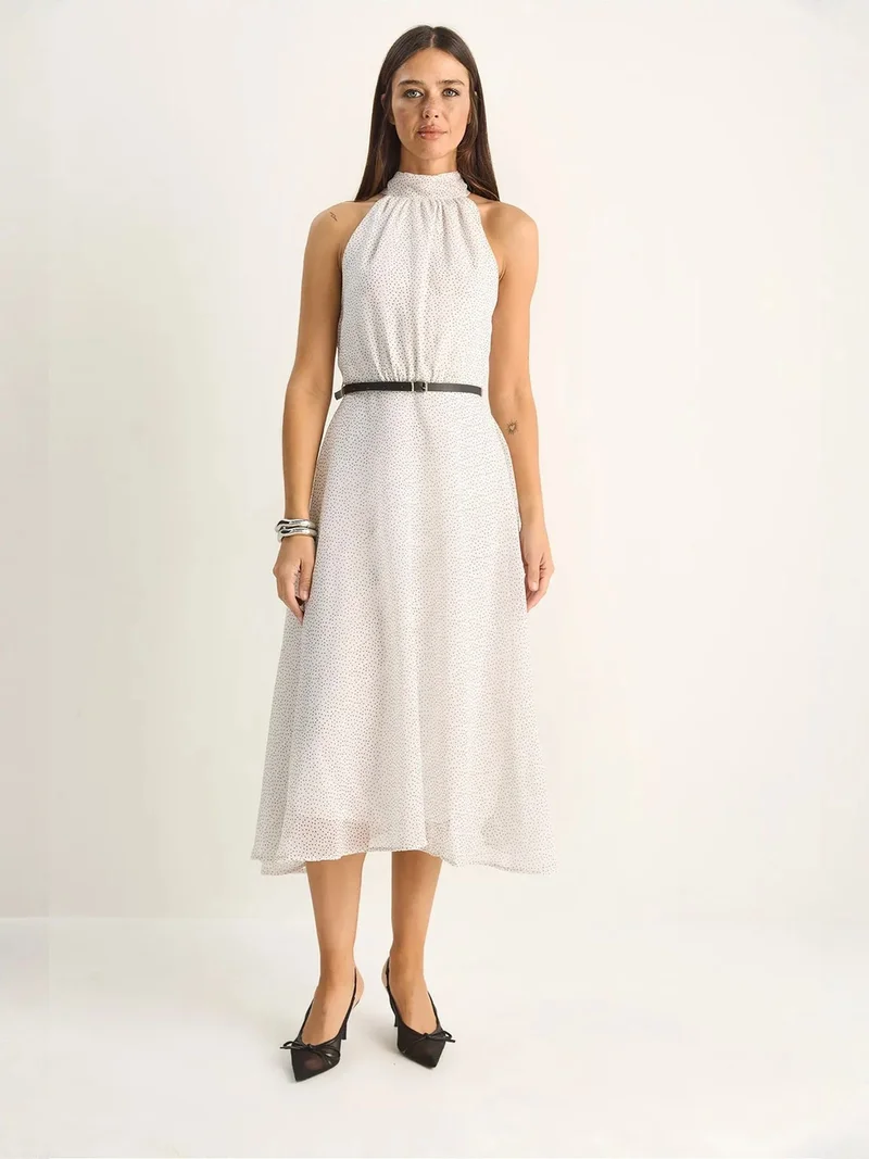 بيانكو لوتشي LUCCI Polka Dot Halter Midi Dress