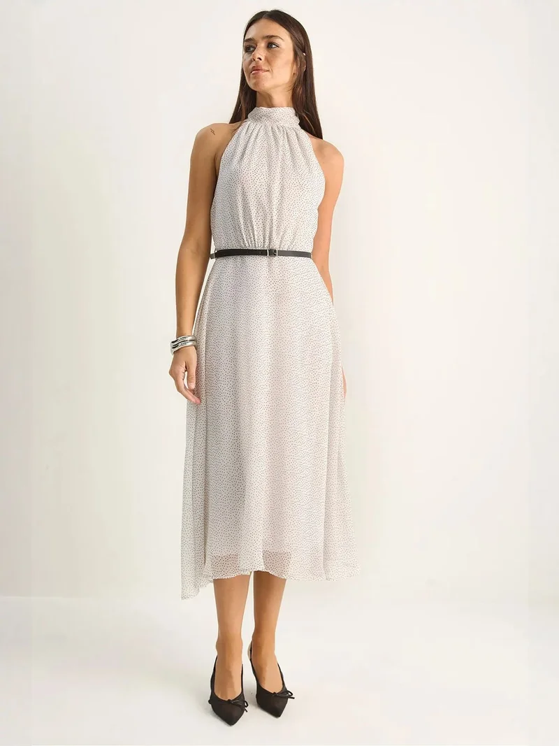 بيانكو لوتشي LUCCI Polka Dot Halter Midi Dress