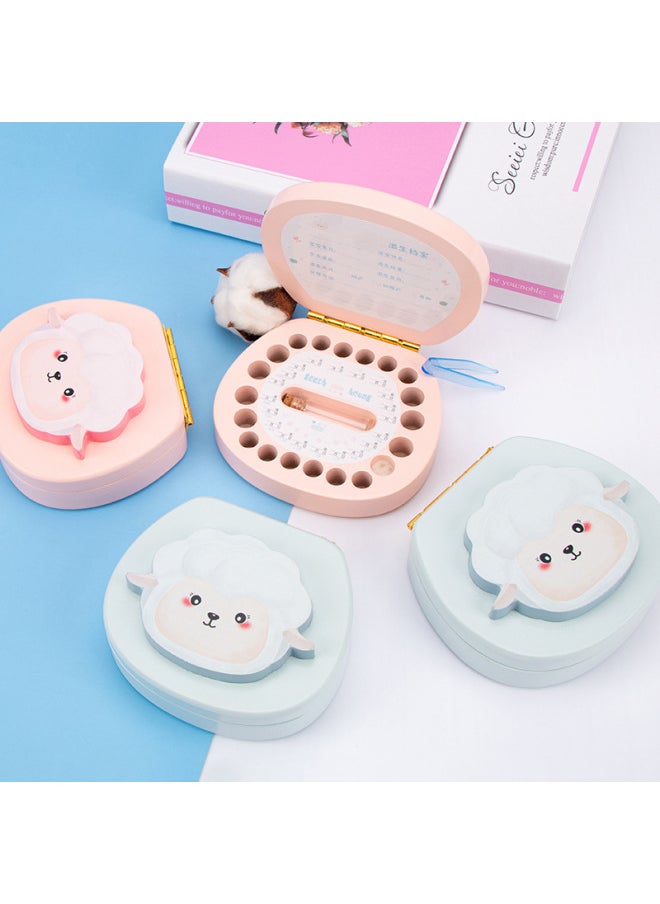 Generic - Wooden Baby's Deciduous Teeth Commemorative Box Children's Teeth Collection Storage Box For Boys And Girls-Color:Blue-Zodiac Monkey - Image 1
