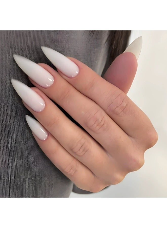 Goolsky أظافر اصطناعية طويلة أنيقة باللون الأبيض الصلب - Image 2