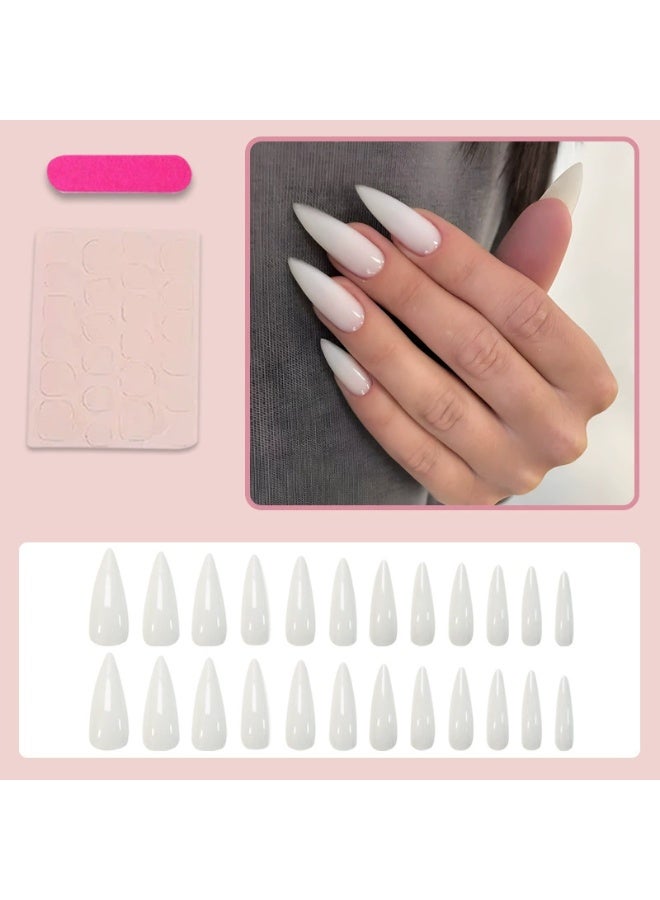 Goolsky أظافر اصطناعية طويلة أنيقة باللون الأبيض الصلب - Image 5