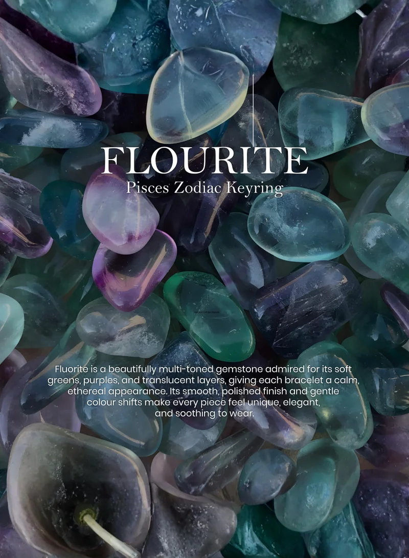 British Fossils ميدالية مفاتيح الأبراج برج الحوت بالفلوريت