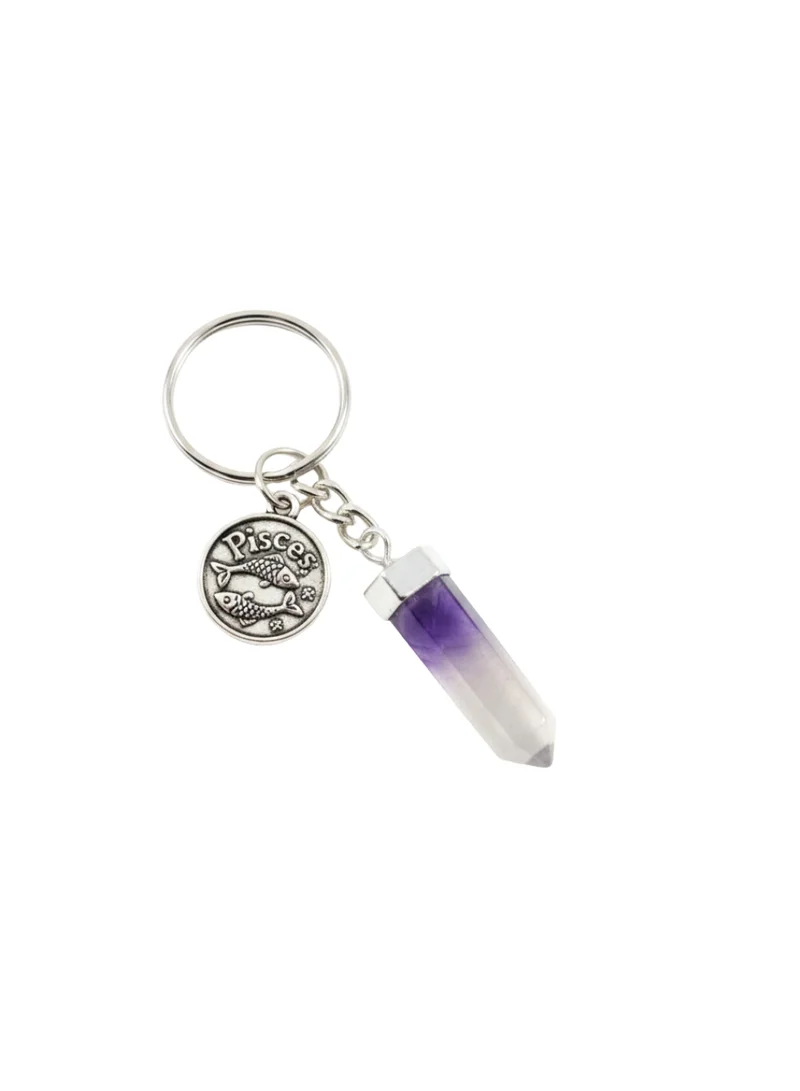 British Fossils ميدالية مفاتيح الأبراج برج الحوت بالفلوريت
