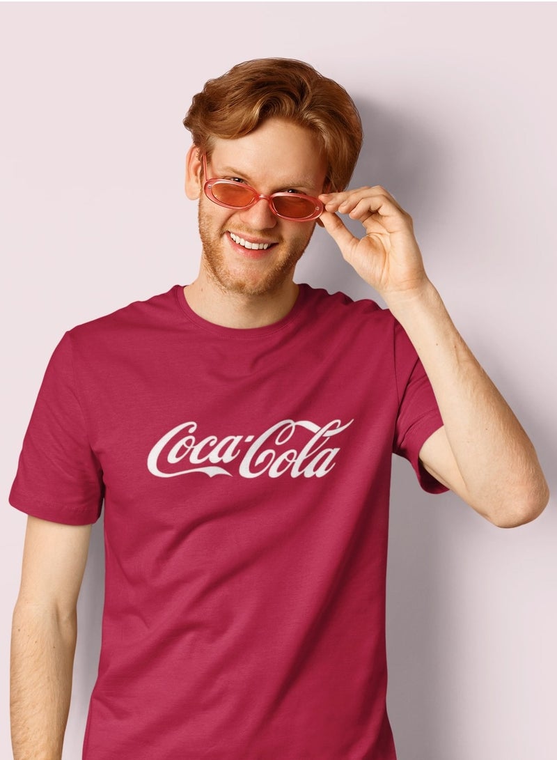 MERCH تي شيرت رجالي من القطن مطبوع عليه شعار كوكاكولا الكلاسيكي - Image 1