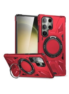 Generic Case for Samsung Galaxy S23 Ultra 5G MagSafe Magnetic Shockproof Phone Case with Ring Holder Red  - Image 1