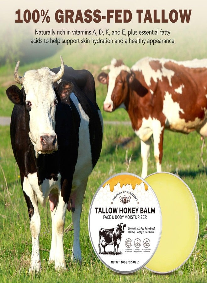 HUALIJIA Beef Tallow for Skin, Tallow and Honey Balm (3.5oz), Tallow Face Moisturizer, Natural Organic Grass-Fed Beef Tallow Balm with Raw Honey Moisturizing Blam for Body, Safe for All Skin Types - Image 2