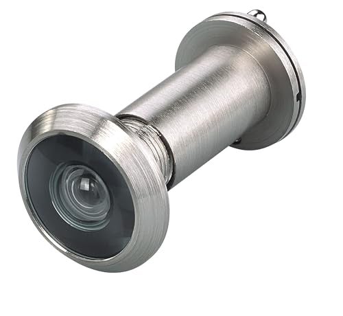 TOGU TG2814YG-SN Solid Brass UL Listed 220-degree Door Viewer with Heavy Duty Privacy Cover for 1-3/8" to 2-1/6" Doors, Satin Nickel Finish - Image 1