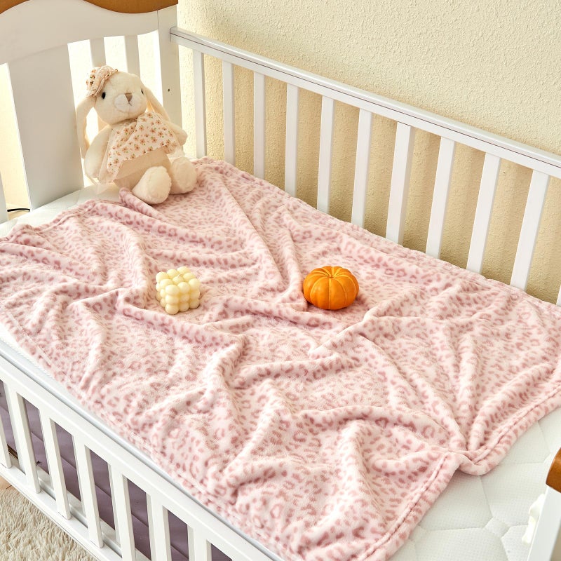 Yurhap Leopard Print Baby Blanket Fleece Baby Blankets for Girls, Ultra Soft Cozy Fluffy Infant Toddler Newborn Receiving Blankets for Crib Stroller, 30"x40", Light Pink - Image 2
