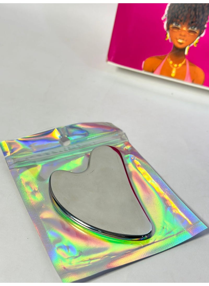 أداة تدليك الوجه المعدنية غواشا لشد الوجه والعينين والرقبة والجسم والبشرة - Image 4