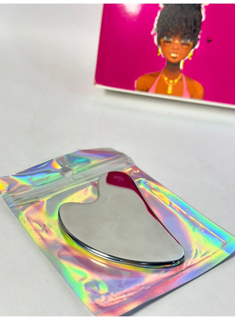 أداة تدليك الوجه المعدنية غواشا لشد الوجه والعينين والرقبة والجسم والبشرة - Image 1