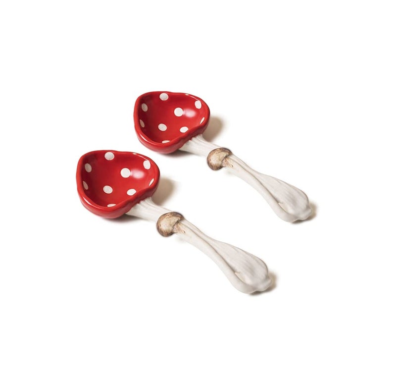 RESVUGA Cute Mushroom Spoons Soup Spoon Set of 2 Safety Matt Ceramics Use for Dessert Breakfast Soup