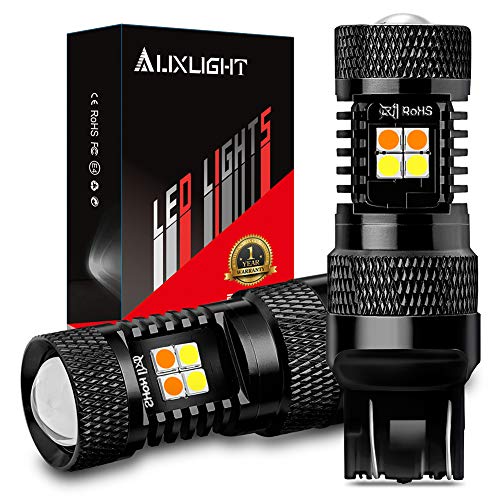 AUXLIGHT 7443 7443LL 7444NA T20 Switchback LED Bulbs 16SMD Chipsets Parking Lights/Daytime Running Lights/DRL and Turn Signal Lights with Projector replacement, White/Amber (Pack of 2) - Image 1