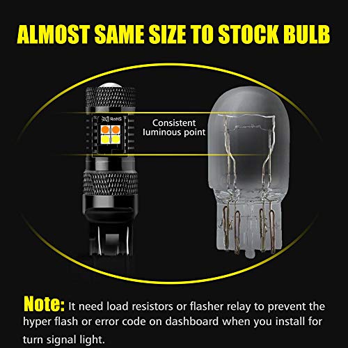 AUXLIGHT 7443 7443LL 7444NA T20 Switchback LED Bulbs 16SMD Chipsets Parking Lights/Daytime Running Lights/DRL and Turn Signal Lights with Projector replacement, White/Amber (Pack of 2) - Image 5