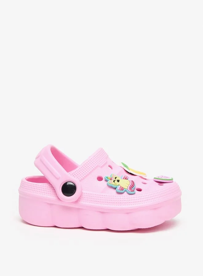 Aqua Girls Applique Detail Clogs with Back Strap