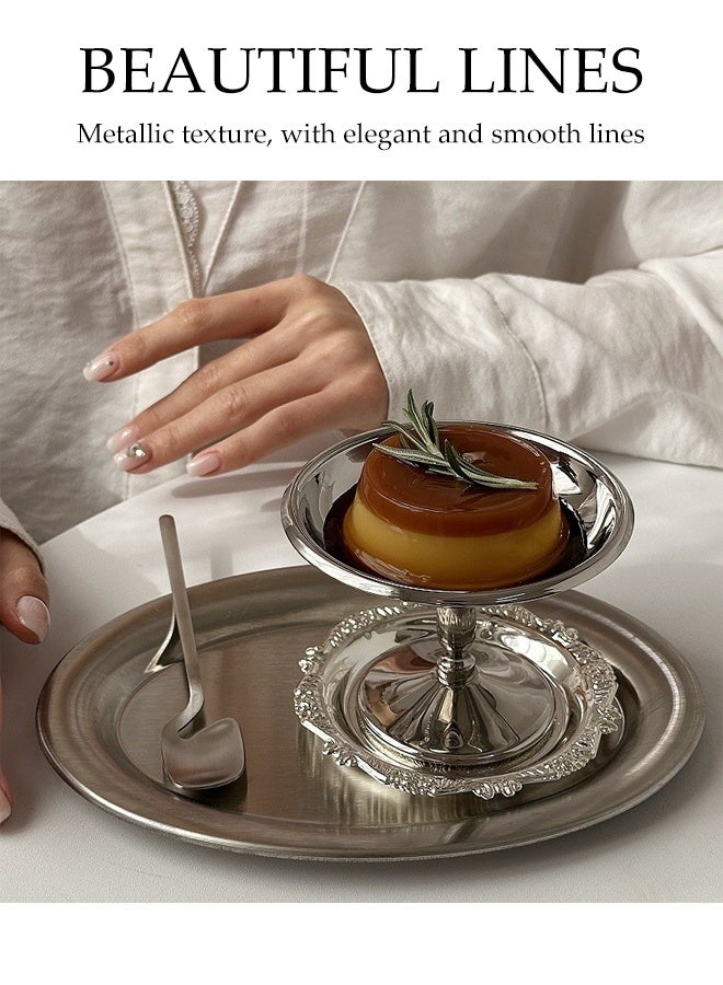 DUNISO Stainless Steel Dessert Cup Set High Footed Design Ice Cream Bowl l Elegant Mousse Bowl with Carved Tray Reusable Goblet Cup Dessert Dish Decorative Fruit Dish Holder for Ice Cream Cup, Pudding Cup, Custard Bowl - Image 2