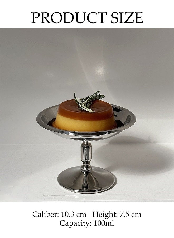 DUNISO Stainless Steel Dessert Cup Set High Footed Design Ice Cream Bowl l Elegant Mousse Bowl with Carved Tray Reusable Goblet Cup Dessert Dish Decorative Fruit Dish Holder for Ice Cream Cup, Pudding Cup, Custard Bowl - Image 3