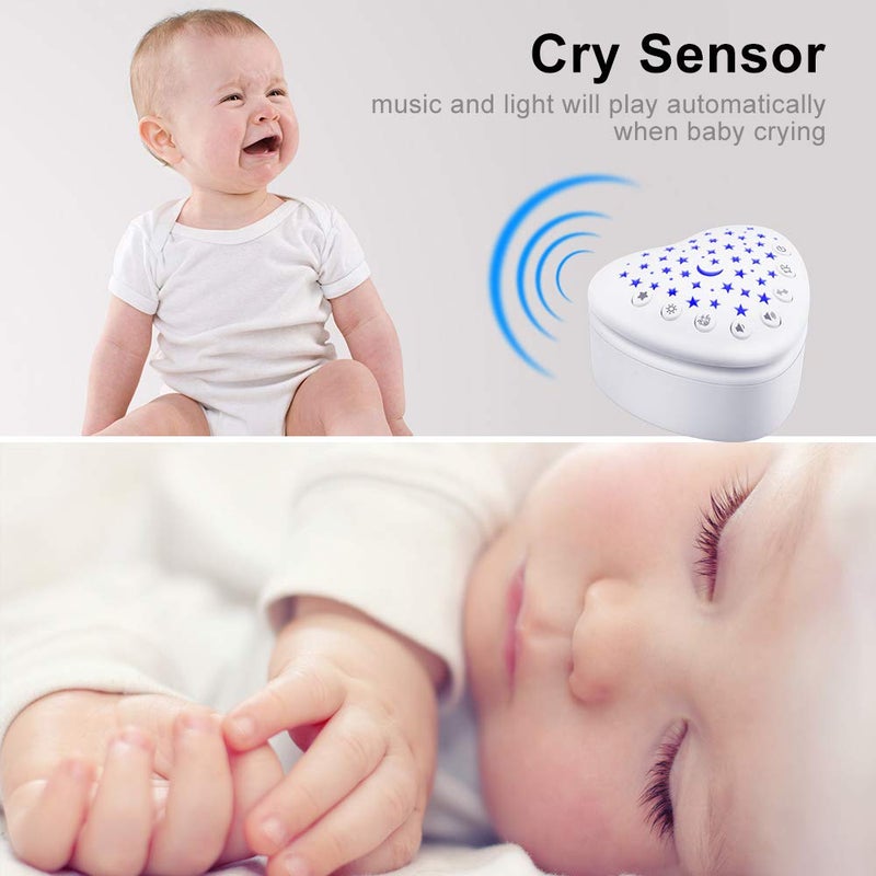 BEREST A13 White Noise Machine & Baby Sleep Soother with 15 Soothing Sounds & Projector Night Light Music Box, Cry Sensor, Rechargeable, Portable for Newborns, Toddlers, Attaches to Crib - Image 3