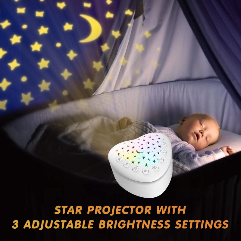 BEREST A13 White Noise Machine & Baby Sleep Soother with 15 Soothing Sounds & Projector Night Light Music Box, Cry Sensor, Rechargeable, Portable for Newborns, Toddlers, Attaches to Crib - Image 4