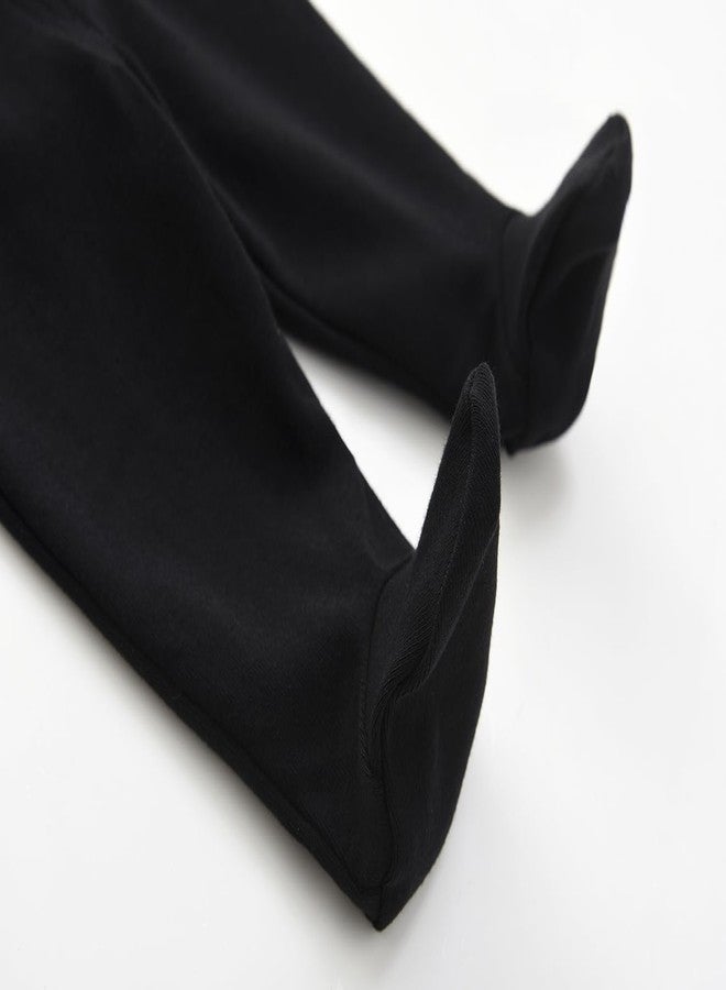 ACESTAR Newborn Baby Boys Girls 3-Pack Cotton High Waist Footed Pants 6-12 Months, Black - Image 4