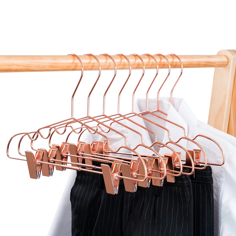 Koobay 10Pack Koobay 13" Rose Copper Gold Shiny Metal Wire Top Clothes Hangers With Clips for Shirts Coat Storage & Display - Image 2