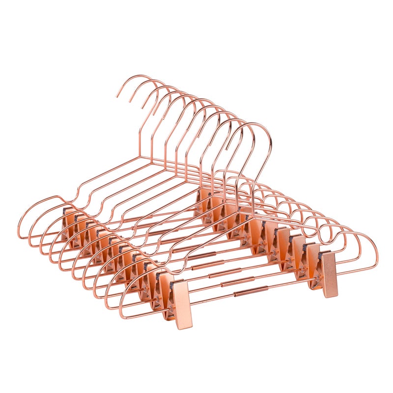 Koobay 10Pack Koobay 13" Rose Copper Gold Shiny Metal Wire Top Clothes Hangers With Clips for Shirts Coat Storage & Display - Image 1
