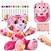 DRAWMYTOY Coloring Plush Toy with 12 Washable Markers for Little Girls Doodle Dolls for Kids Ages 46 Birthday Pink Bear - Image 4