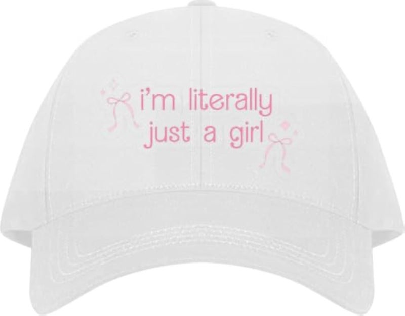 I'm literally just a girl Plain unisex baseball cap White