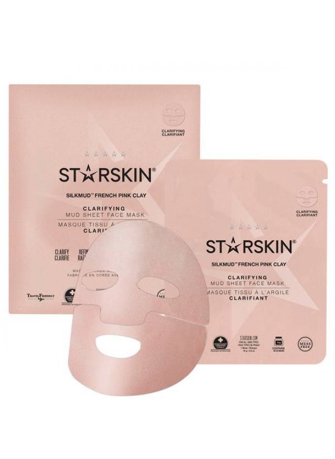STARSKIN STARSKIN SILKMUD™ Pink French Clay Purifying Liftaway Mud Face Sheet Mask 