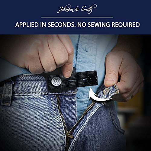 Johnson Smith Johnson & Smith Elastic Pants Waist Extenders (6 Pack), Adjustable Waistband Expanders for Men and Women, Jeans Pants Button Extender Set (Black) - Image 4