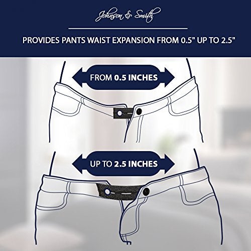 Johnson Smith Johnson & Smith Elastic Pants Waist Extenders (6 Pack), Adjustable Waistband Expanders for Men and Women, Jeans Pants Button Extender Set (Black) - Image 5