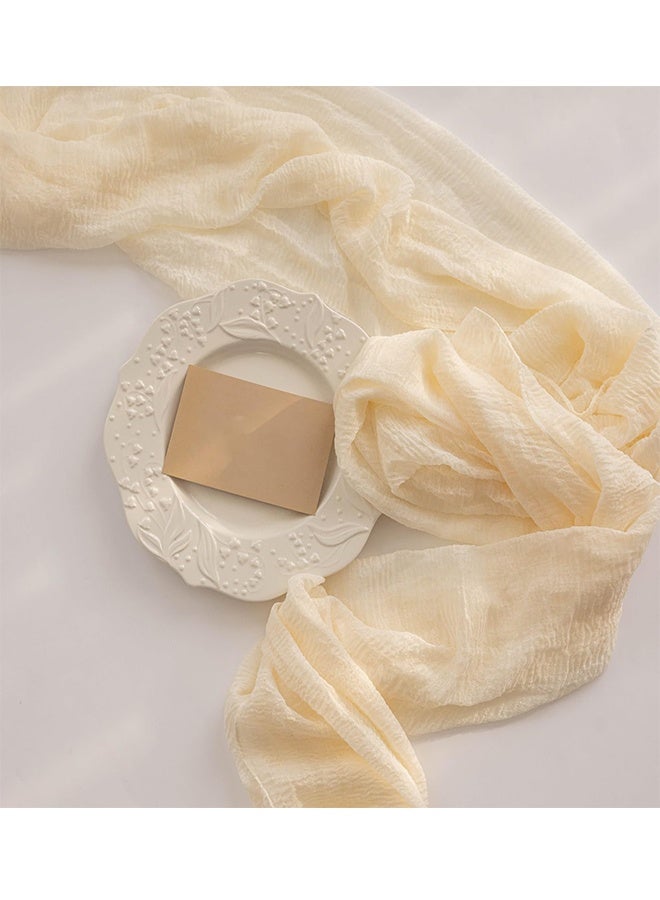 NAKODU Cheesecloth Table Runner Ivory White Gauze Rustic Cheese Cloth Spring Table Runner for Wedding Baby Bridal Shower Birthday Party Long Sheer Boho Home Decorations, 35.4*118 Inch - Image 5