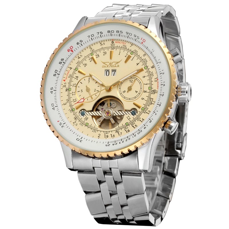 FORSINING Mens Self Winding Waterproof Automatic Stainless Steel Skeleton Tourbillon Calendar Wrist Watch - Image 2