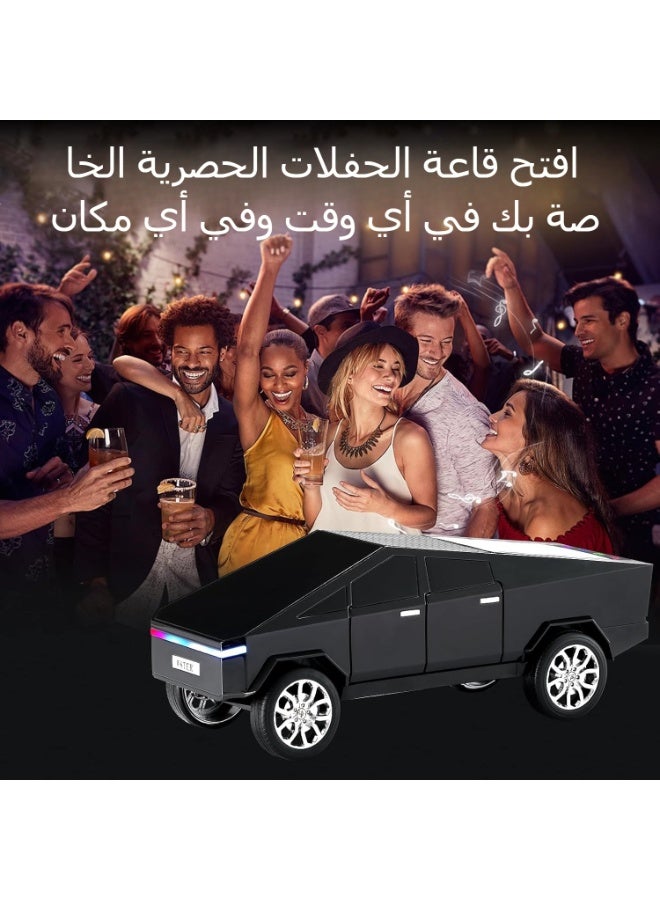 WS-580 Bluetooth pickup truck with portable speaker, audio with display, high-definition sound, TWS pairing, FM radio, built-in microphone for hands-free calls, LED party lights, surprise gifts for car lovers (BLACK) - Image 5