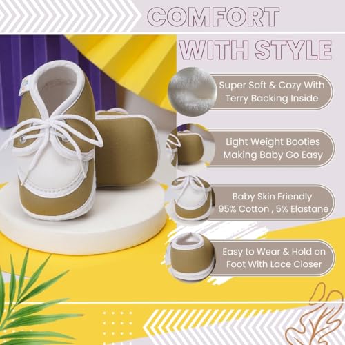 Neska Moda 6 To 12 Months Baby Boys & Baby Girls Cotton Lace Booties-(Green)-BT2159 - Image 2
