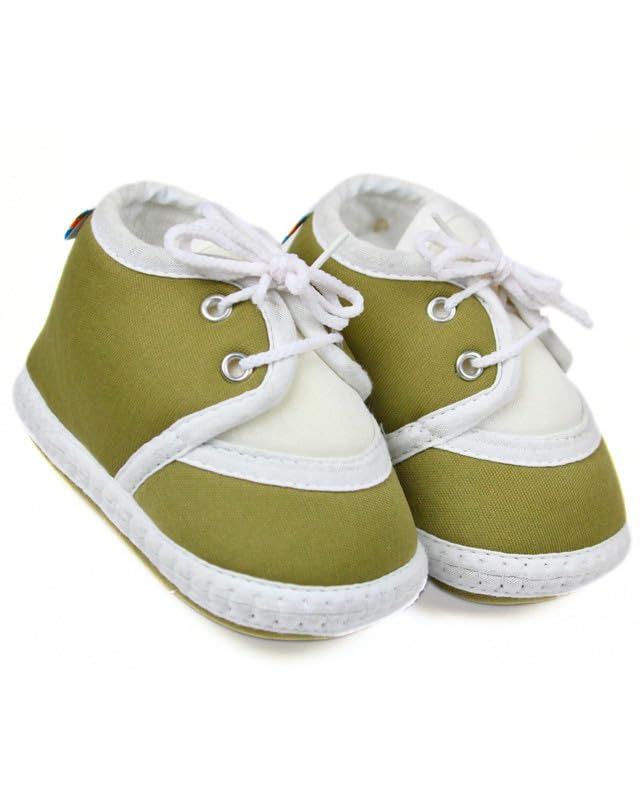 Neska Moda 6 To 12 Months Baby Boys & Baby Girls Cotton Lace Booties-(Green)-BT2159 - Image 1