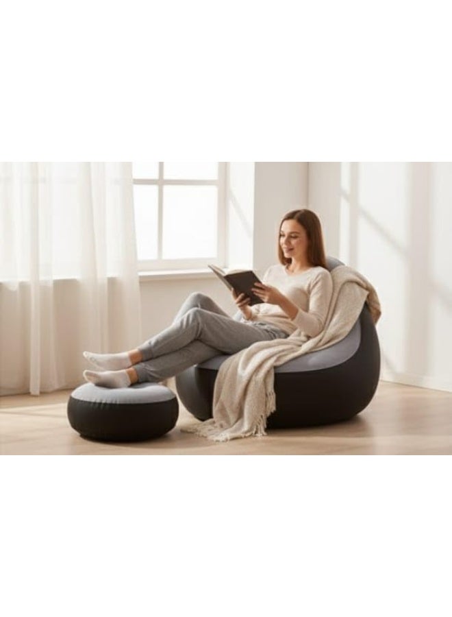 Spaceshoop Inflatable Recliner Sofa for Ultimate Relaxation Chair Footstool with Household Air Pump - Image 3