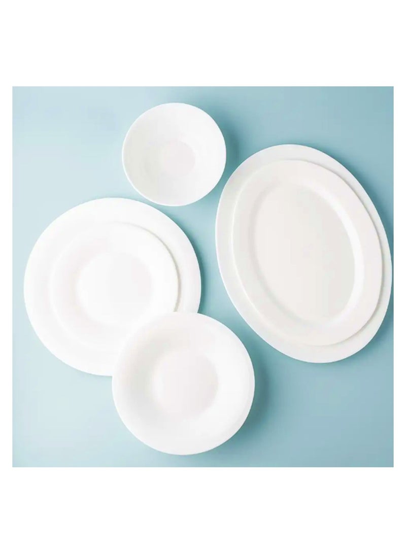 Melrich Melrich 36 Pcs Opal ware Dinner Set 8 Dinner Plate 8 Dessert Plate 8 Soup Plate 8 Bowls 1 Oval Plate 2 Serving Bowl 1 Grill Tray Dishwasher Microwave Safe - Image 2