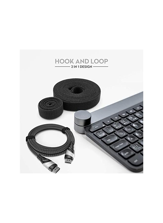 Green Tiger Hook and Loop Tape, Strength Velcro Stick, Hook Loop Strips, Heavy Duty Hook Loop Tape, Reusable, Hook Loop 2 In 1, Easy to Cut, for Cable Management, Remote Control Storage, Black, 10M - Image 4