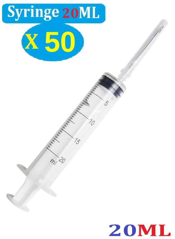 Pack of 50 Plastic Disposable Syringe 20ML - Image 1
