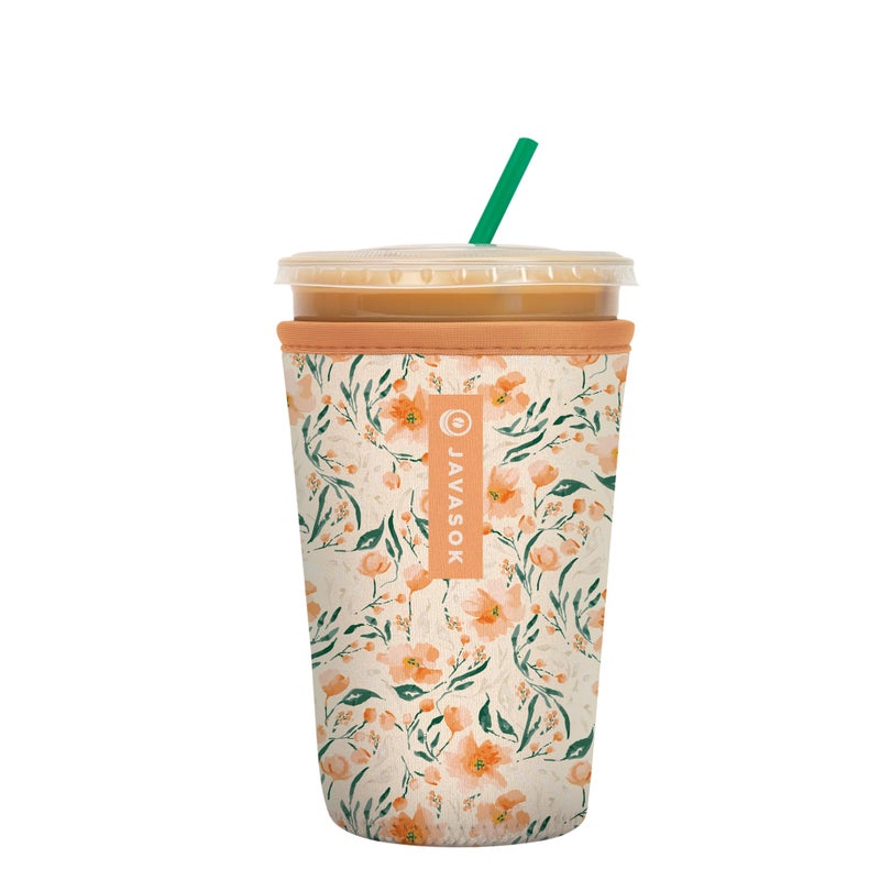 Sok It Sok It JavaSok Iced Coffee  Cold Soda Insulated Neoprene Cup Sleeve Blush Blossoms Medium 2228oz 