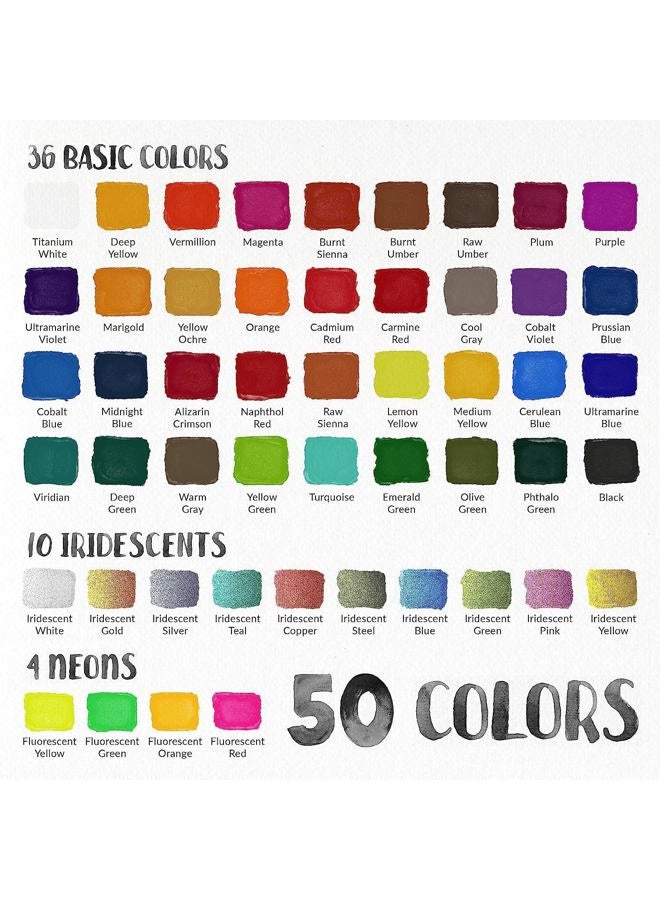 Funcils Watercolor Paint Set - 50 Travel Watercolors Set - Water Colors Paint for Adult, Kids, Beginners, Professional Artists | Watercolor Palette with Paper, Brush, Pen | Art Supplies for Adults - Image 4