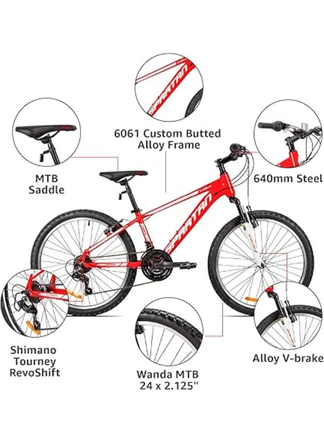 Spartan Spartan 24″ Calibre Hardtail MTB – Flame Red Alloy Frame & Kids Trail Performance  - Image 5