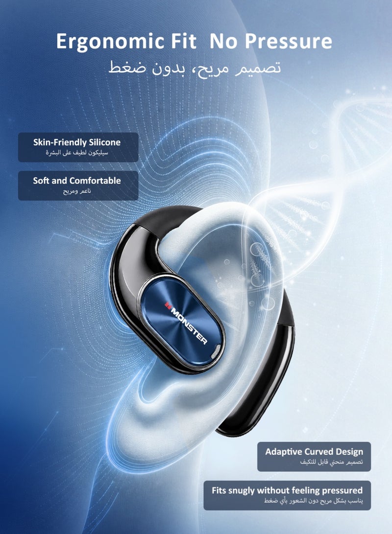 Monster Open Ear Headphones Over Ear Earbuds with Ergonomic Ear hook Bluetooth 6.0 Earphones 20H Playtime IPX5 Waterproof Touch Control Operate for Traveling Sports Work - Image 3
