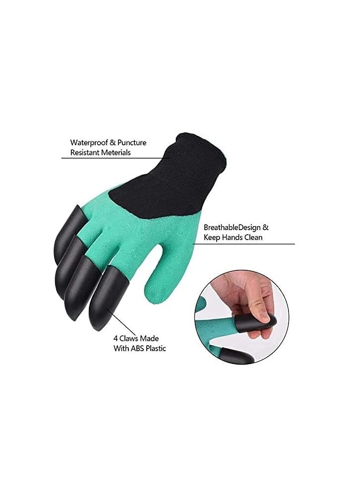 AQ AQSON AQSON Garden Gloves with Fingertips Claws - Durable and Waterproof Gardening Tool for Digging, Weeding, and Planting - Image 4