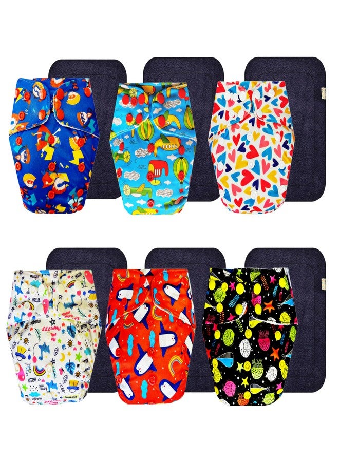 Dumbledo Premium Cloth Diaper with Black Insert (Pack of 6) | Dry Feel and Comfortable | Reusable & Washable | Adjustable Snaps | Trusted by Moms | 3 Months - 3 Years | Unisex Baby - Image 1