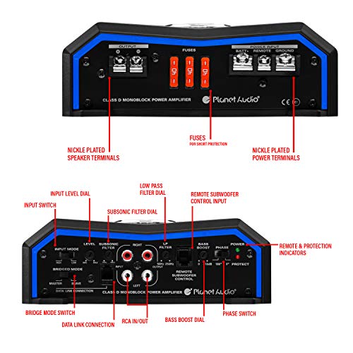 Planet Audio PL4000.1D Pulse Series Class D Monoblock Car Amplifier – 4000 High Output, 1 Ohm Stable, Low Level Inputs, Low Pass Crossover, MOSFET, Hook Up to Subwoofer for Bass - Image 4