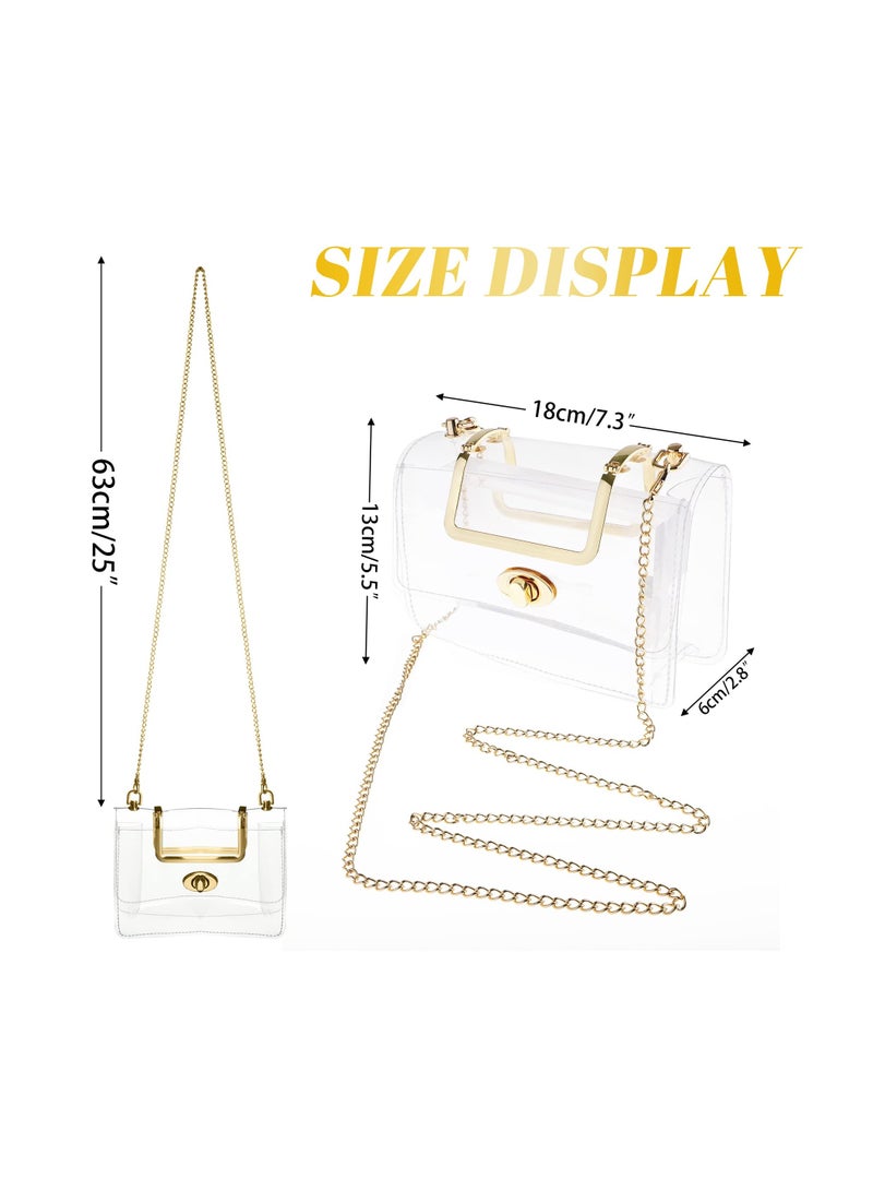 Excefore Clear Purse for Women with Removable Gold Chain Strap, Sports Transparent Purse for Concert Sports Events - Image 2